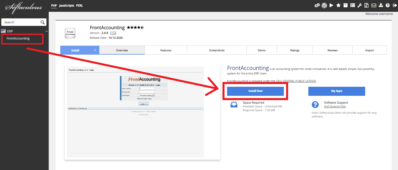 Cara Install FrontAccounting melalui Softaculous Apps Installer