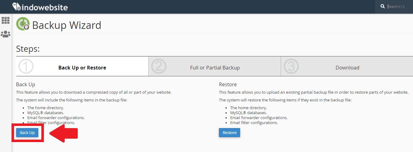 Cara Full Backup Melalui Backup Wizard di cPanel