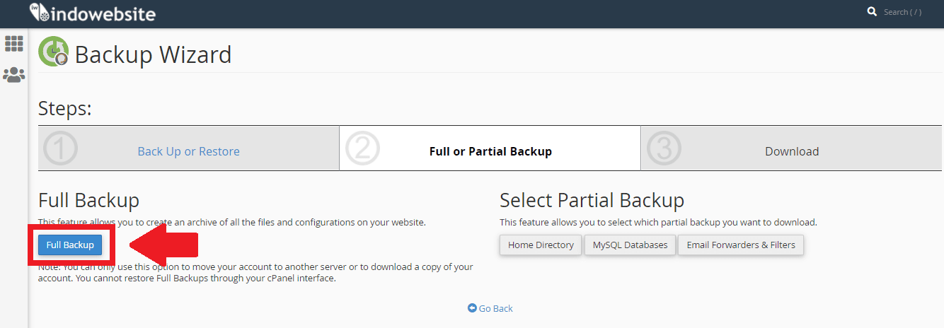 Cara Full Backup Melalui Backup Wizard di cPanel