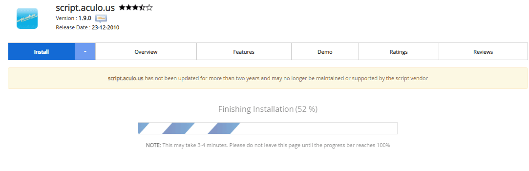 Cara Instalasi script.aculo.us di Softaculous Apps Installer